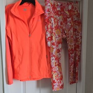 Avia Floral Track Pants and Neon Orange Jacket